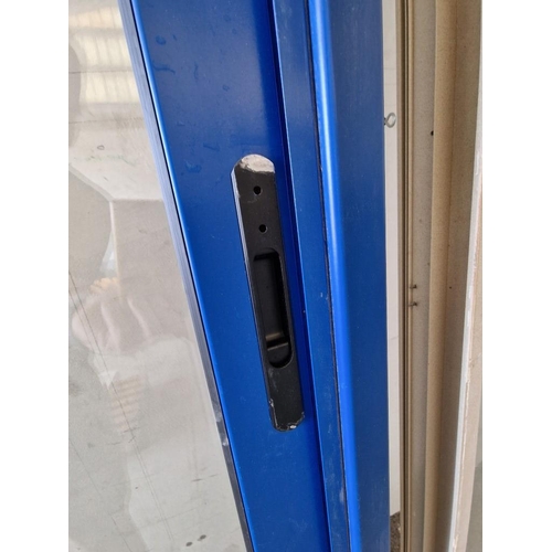 589 - Blue Colour Alumiunium Double Glazed Sliding Patio Doors in Frame, (Approx. 180 x 235cm)