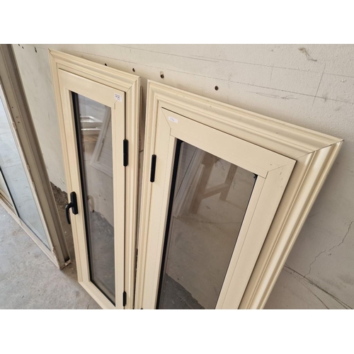 592 - Opposing Pair of Cream Colour Aluminium Double Glazed Windows in Frame, (Approx. 44 x 132cm each), (... 