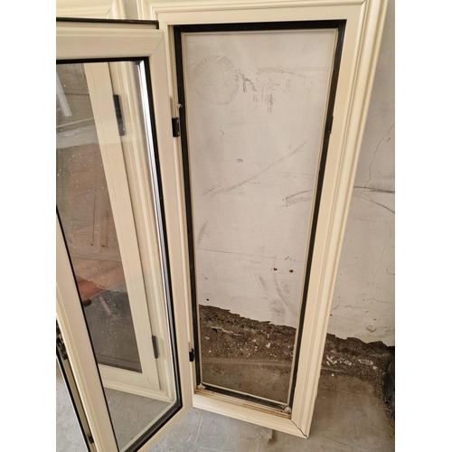 592 - Opposing Pair of Cream Colour Aluminium Double Glazed Windows in Frame, (Approx. 44 x 132cm each), (... 