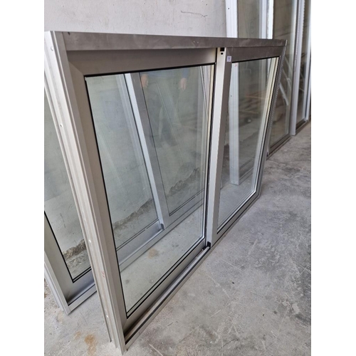 593 - Grey Colour Aluminium Sliding Double Glazed Windows in Frame, (Approx. 153 x 119cm)