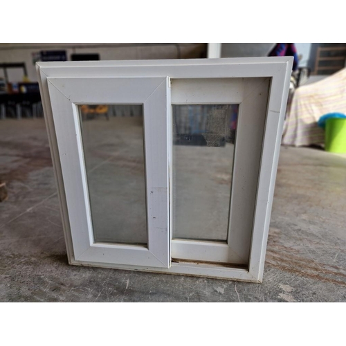 596 - White UPVC Double Glazed Sliding Windows in Frame, (Approx. 80 x 80cm)