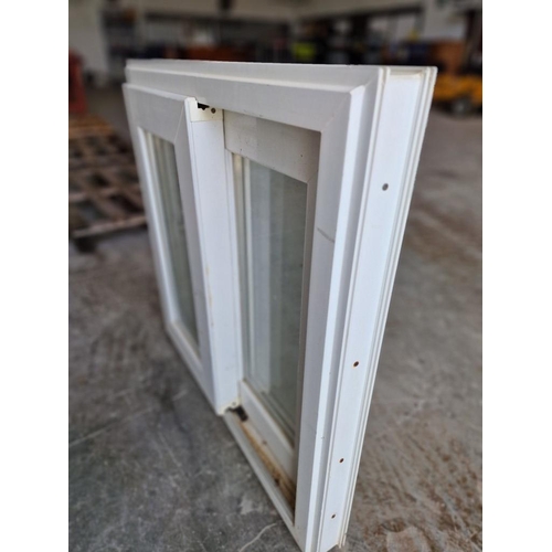 596 - White UPVC Double Glazed Sliding Windows in Frame, (Approx. 80 x 80cm)