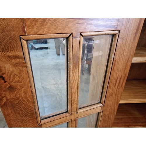 141 - Vintage Solid Oak 'Stickley(?)' Style 3-Door Glazed Bookcase with Multi-Pane Bezel Glass Doors and G... 