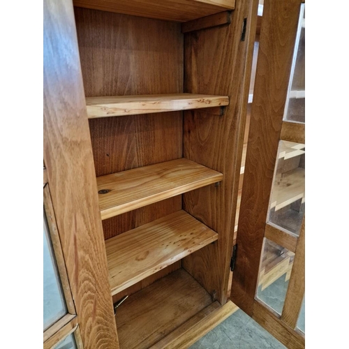 141 - Vintage Solid Oak 'Stickley(?)' Style 3-Door Glazed Bookcase with Multi-Pane Bezel Glass Doors and G... 