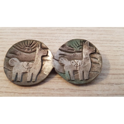 608 - Vintage Inca Style Jewellery, Circa 1920's - 1950's, Bronze Brooch with Image of Lama, (Approx. 5 x ... 