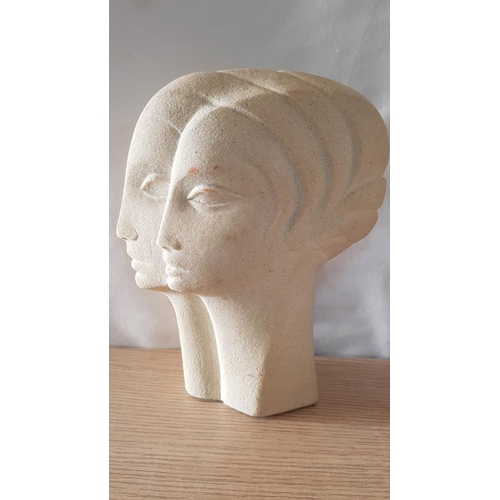 623 - 2 x 'Marbell Stone Art', 20th Century Belgium Art Deco Sculptures, 'Lily of the East' (18 x 14cm) an... 