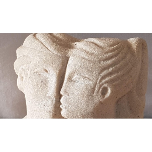 623 - 2 x 'Marbell Stone Art', 20th Century Belgium Art Deco Sculptures, 'Lily of the East' (18 x 14cm) an... 