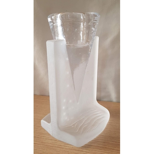 624 - Kosta Boda 'Ice Age' Clear Glass Candle Holder, Design by Kjell Engman, Sweden, 1980's, (Approx. H: ... 