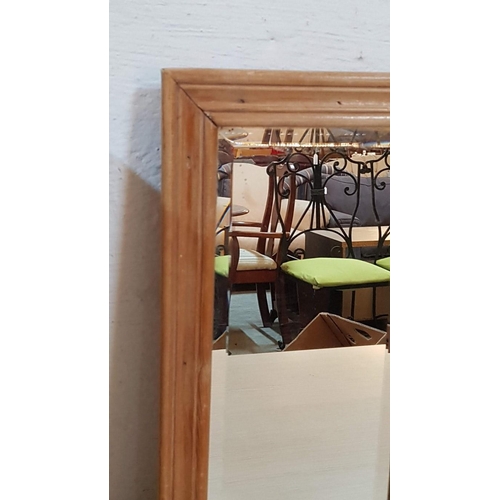 626 - Antique Pine Mirror Bevelled Glass (48 x 27m)