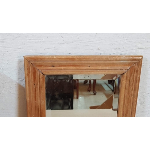 626 - Antique Pine Mirror Bevelled Glass (48 x 27m)