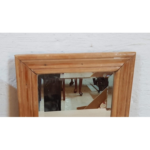 626 - Antique Pine Mirror Bevelled Glass (48 x 27m)