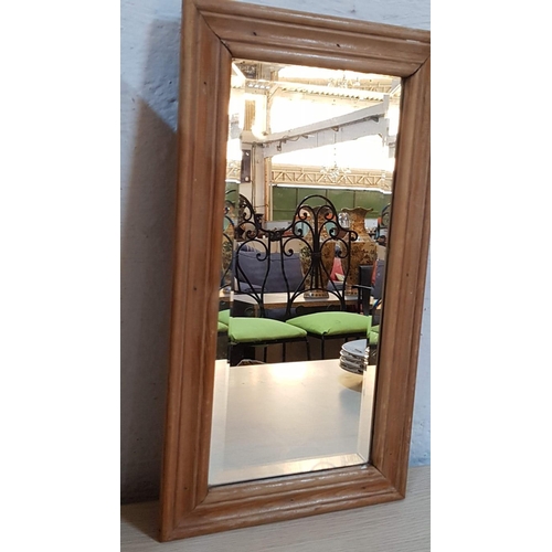 626 - Antique Pine Mirror Bevelled Glass (48 x 27m)