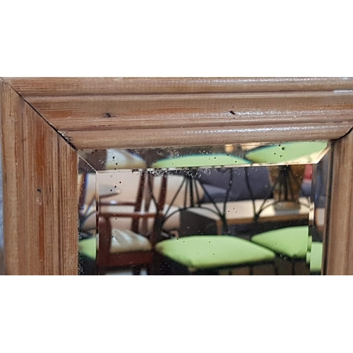 626 - Antique Pine Mirror Bevelled Glass (48 x 27m)