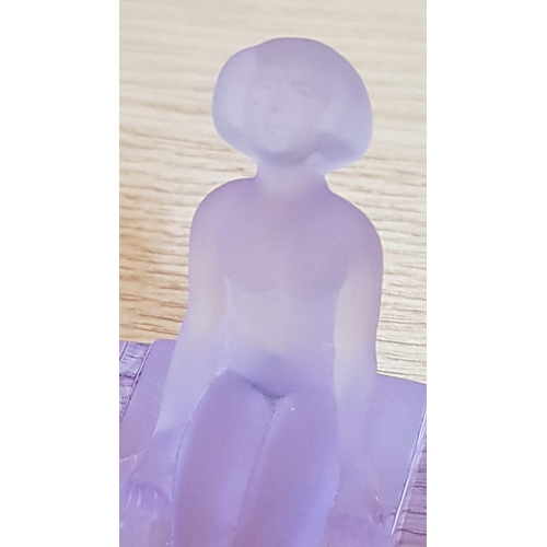 627 - Art Deco Style 'Desna' Hand Made 'Lady in Bath' Frosted and Clear lilac Glass Pin Tray (10 x 5 x 6 c... 