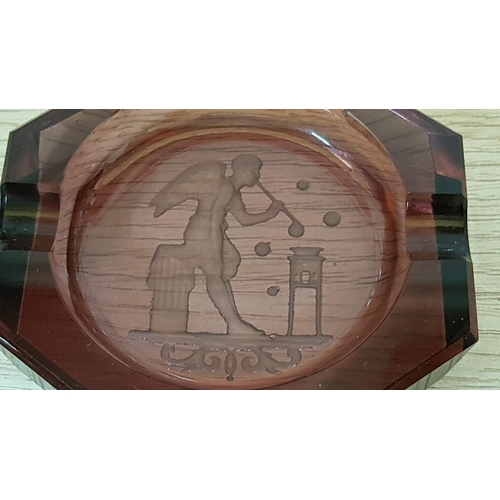 627 - Art Deco Style 'Desna' Hand Made 'Lady in Bath' Frosted and Clear lilac Glass Pin Tray (10 x 5 x 6 c... 