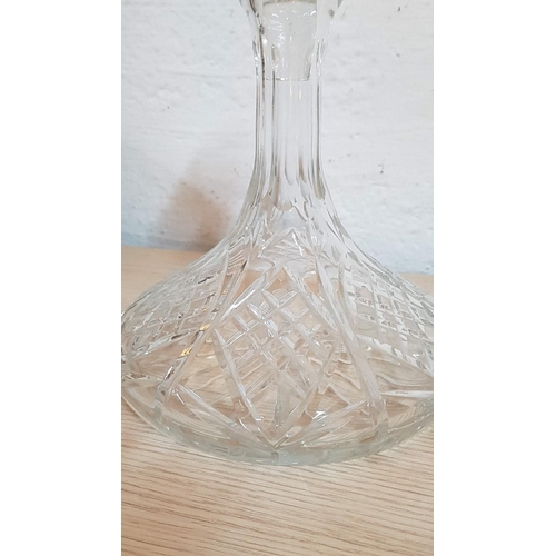 629 - Web Cut Lead Crystal Ships Decanter with Decorative Stopper (26cm)