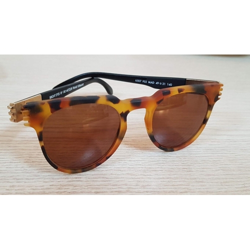 630 - 'Bright Eyes' by Metzler Made in Germany Tortoise/Gold Tone Trim Glasses, Brown Lenses with Case