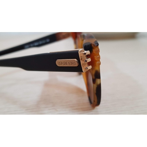 630 - 'Bright Eyes' by Metzler Made in Germany Tortoise/Gold Tone Trim Glasses, Brown Lenses with Case