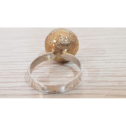 644 - Silver (925) and Gold Tone 'Bauble' Ring with Matching Pendant, (Approx. Size: S, Total Weight 9.4g)