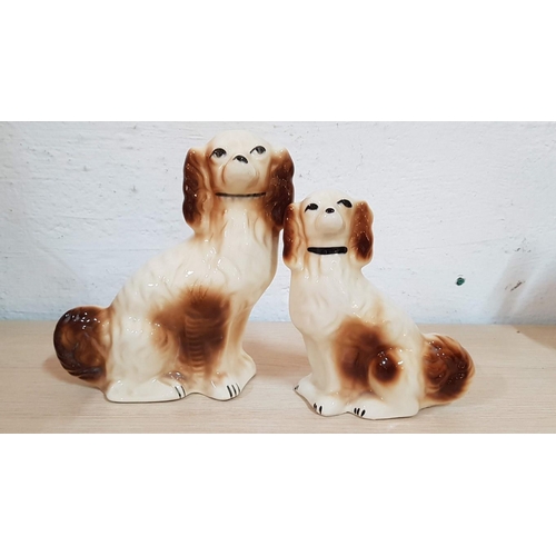 638 - Pair of Ceramic Staffordshire Style Spaniel Dog Figurines (27cm and 22cm)