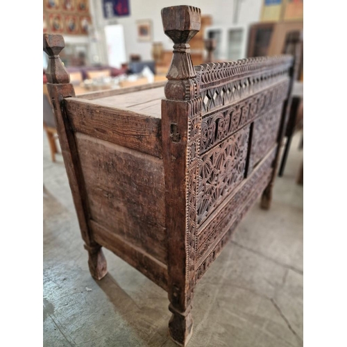 662 - Large Antique Hand Carved Swat Chest / Dowry Chest, From Swat Valley in Pakistan, Circa 18th/19th Ce... 