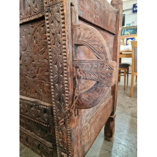 662 - Large Antique Hand Carved Swat Chest / Dowry Chest, From Swat Valley in Pakistan, Circa 18th/19th Ce... 