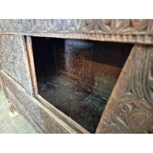 662 - Large Antique Hand Carved Swat Chest / Dowry Chest, From Swat Valley in Pakistan, Circa 18th/19th Ce... 