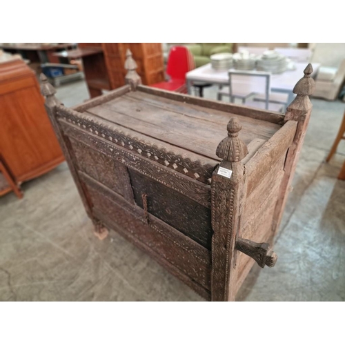 665 - Large Antique Hand Carved Swat Chest / Dowry Chest, From Swat Valley in Pakistan, Circa 18th/19th Ce... 