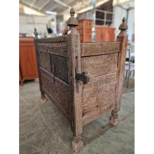 665 - Large Antique Hand Carved Swat Chest / Dowry Chest, From Swat Valley in Pakistan, Circa 18th/19th Ce... 