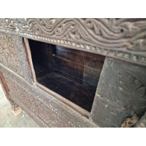 665 - Large Antique Hand Carved Swat Chest / Dowry Chest, From Swat Valley in Pakistan, Circa 18th/19th Ce... 