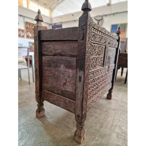 665 - Large Antique Hand Carved Swat Chest / Dowry Chest, From Swat Valley in Pakistan, Circa 18th/19th Ce... 