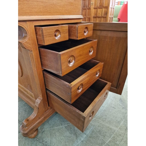 672 - Antique Davenport / Writing Desk, with Sloping Felt Writing Pad, Lift-Up with Storage and Fitted Int... 