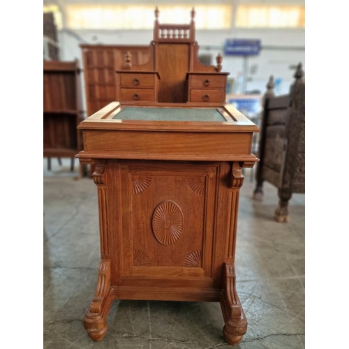 672 - Antique Davenport / Writing Desk, with Sloping Felt Writing Pad, Lift-Up with Storage and Fitted Int... 