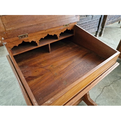 672 - Antique Davenport / Writing Desk, with Sloping Felt Writing Pad, Lift-Up with Storage and Fitted Int... 