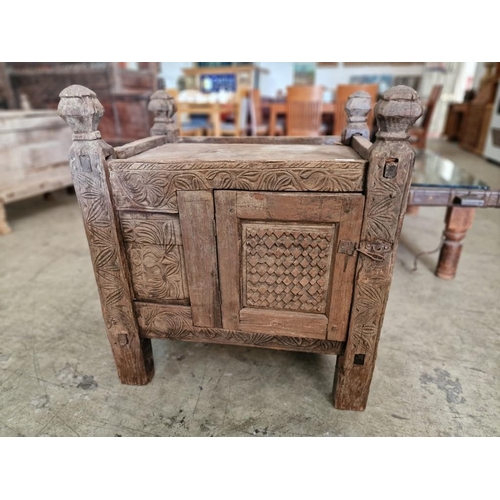 674 - Antique Hand Carved Swat Valley Dowry Chest, From Pakistan, Circa 18th/19th Century, with Decorative... 