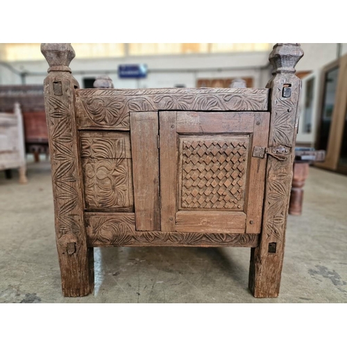 674 - Antique Hand Carved Swat Valley Dowry Chest, From Pakistan, Circa 18th/19th Century, with Decorative... 