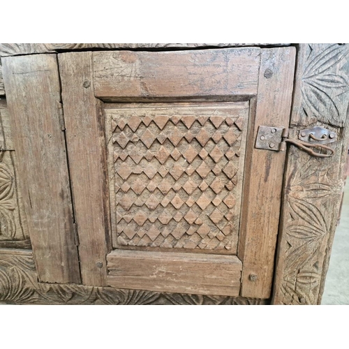 674 - Antique Hand Carved Swat Valley Dowry Chest, From Pakistan, Circa 18th/19th Century, with Decorative... 