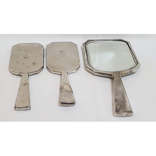 139 - Sterling Silver Art Deco Style Vanity Set, Consisting 8x Pieces: 3x Hand Mirrors (A/F, Neads Repair)... 