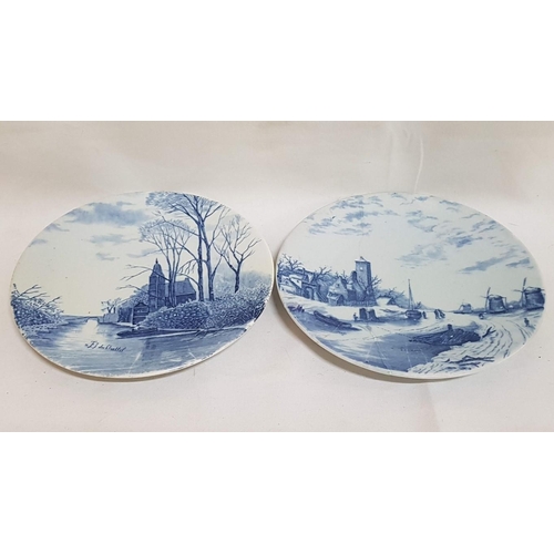 478 - 'Windmill' Vintage Delf Ceramic Plate (A/F, Repair), Stamped Wall Plate and One Other Similar, Ø: 23... 