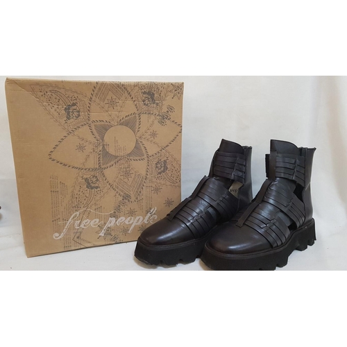 575 - 'Free People' Hydra Huarache Boots (Women), Size 39, Black  Lug Zip, Un-Used.