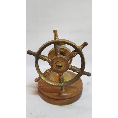 78 - Style Ships Wheel Brass Effect/Wood Nut Cracker. A/F