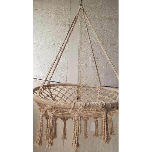 83 - 'Boho' Style Round Swing Hammock/ Hanging Swing Cradle, Out/Indoor, Approx. Ø:80cm.