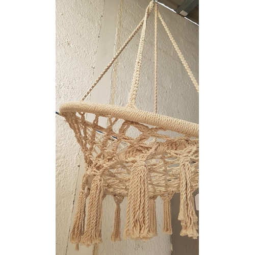 83 - 'Boho' Style Round Swing Hammock/ Hanging Swing Cradle, Out/Indoor, Approx. Ø:80cm.