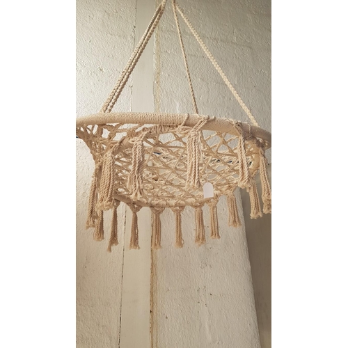 83 - 'Boho' Style Round Swing Hammock/ Hanging Swing Cradle, Out/Indoor, Approx. Ø:80cm.