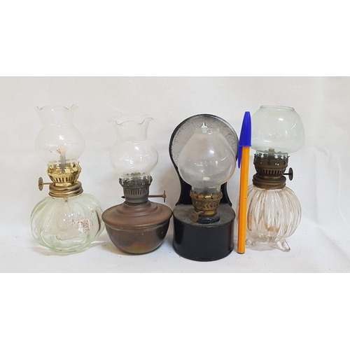 84 - Various Vintage Small Oil/Kerosene Lamps, H: 15cm-16cm. (4)