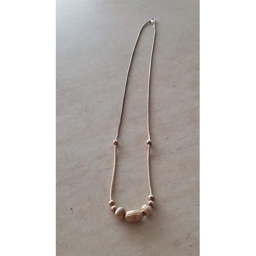 685 - Silver Bead Accented Snake Chain Necklace, (Approx. L: 45cm, 8.2g)