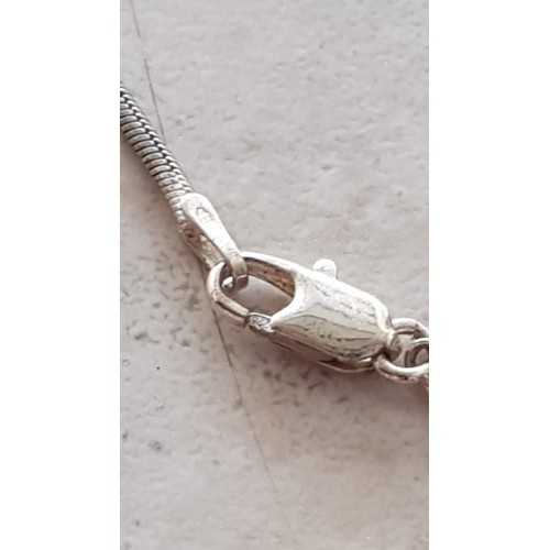 685 - Silver Bead Accented Snake Chain Necklace, (Approx. L: 45cm, 8.2g)