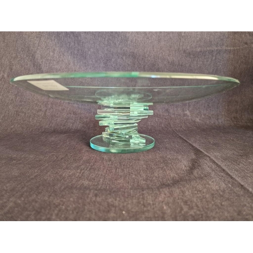 691 - Leonardo 'Schale' Pedestal Glass Plate / Shallow Bowl, with Twisted / Stacked Glass Centre Support, ... 