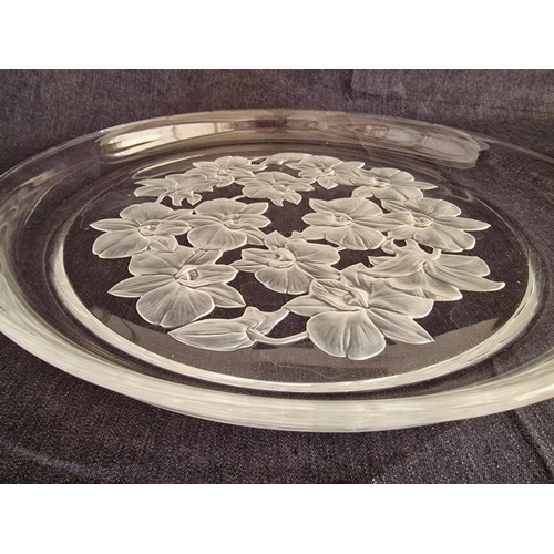 692 - Hoya Crystal Orchid Plate, (Ref: CDS6010), Made in Tokyo, Japan, with Original Box, (Approx. Ø: 35cm... 