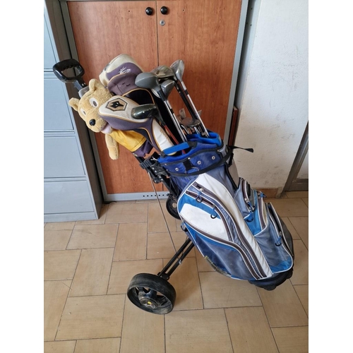 697 - Collection of Assorted Golf Clubs in Golf Bag with Trolley; Ping G30 Driver, Cobra AMP Pro Driver, C... 